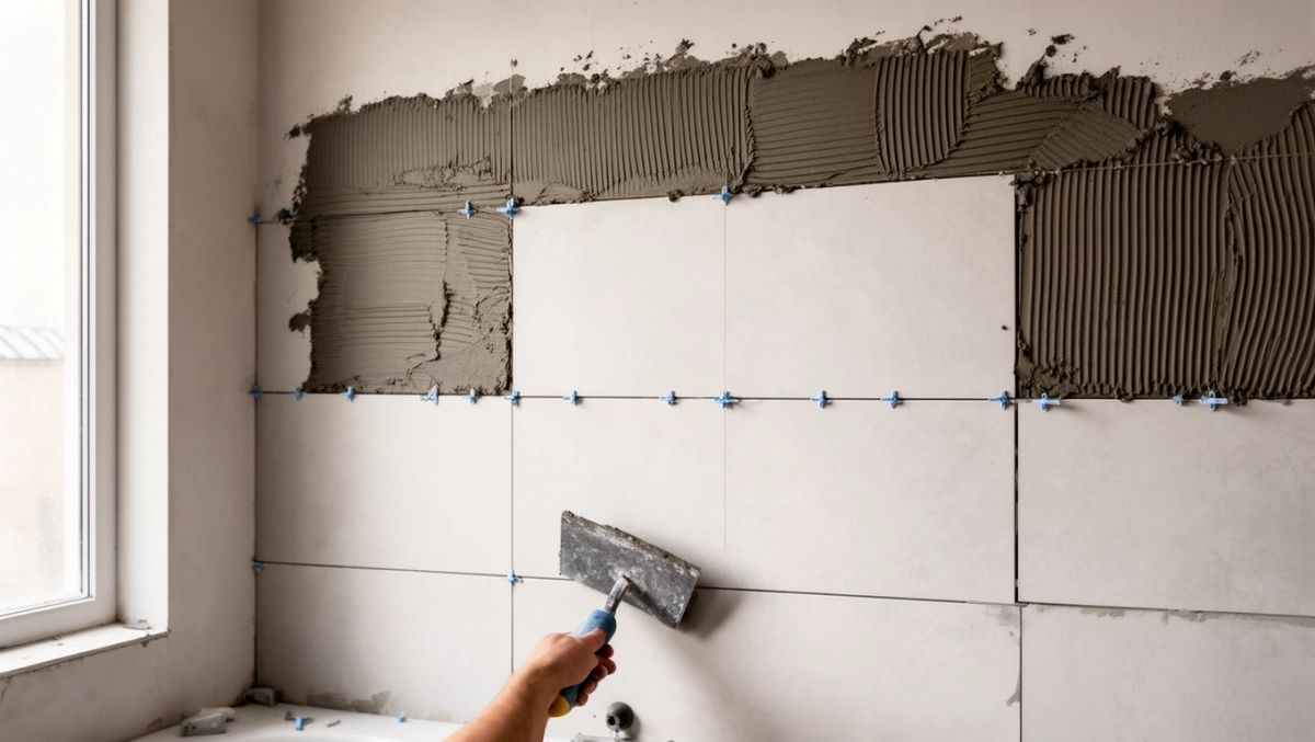 Układanie płytek 60x60 na ścianie